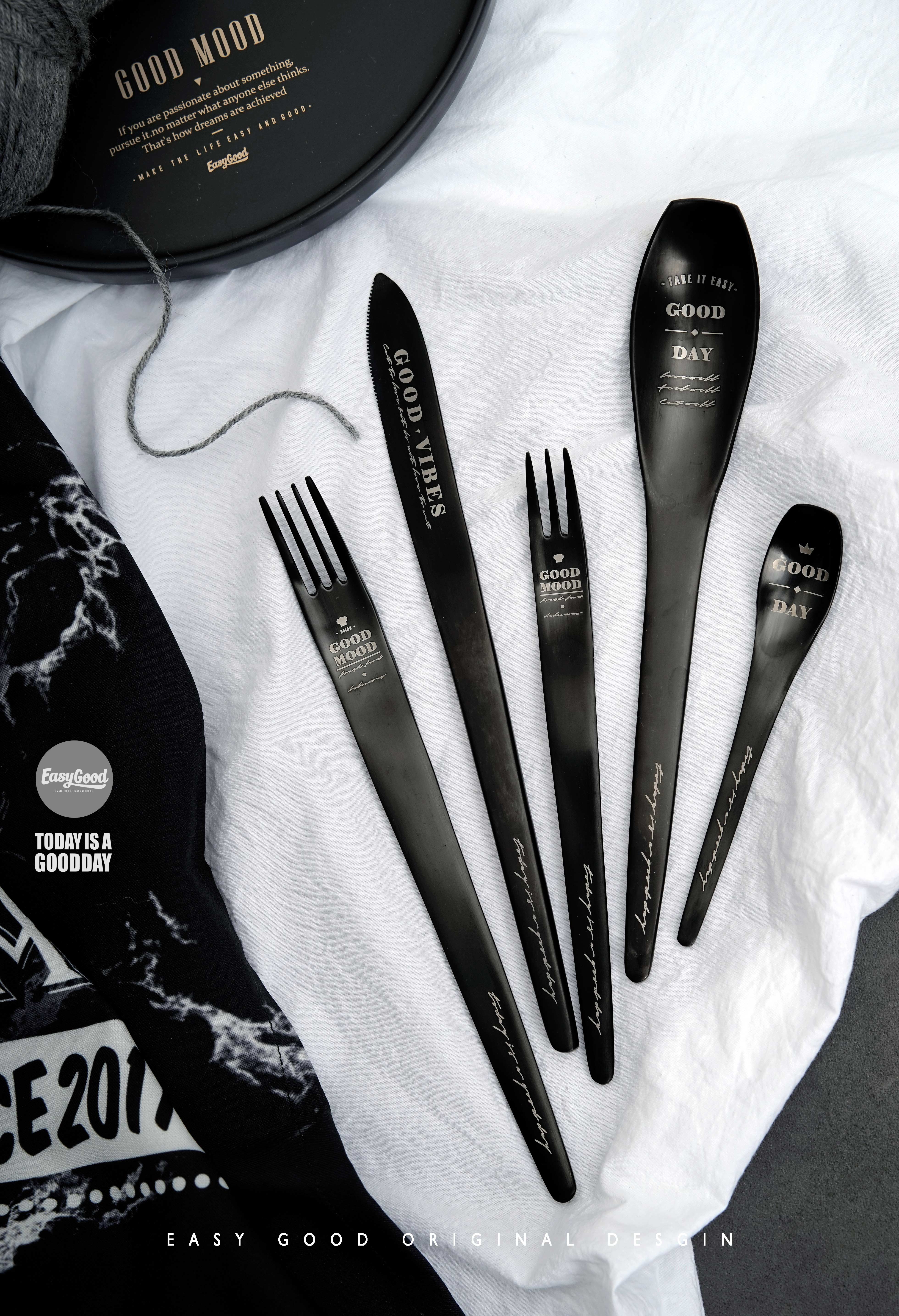 EG Original Brief Joins Nordic 304 Stainless Steel Steak Knife Fork Spoon Metal Western Dining Cutlery Sets Shock