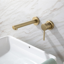 Brass faucet concealed into the wall gold faucet brushed gold basin faucet cold hot wall water outlet Black