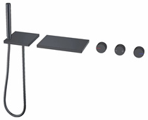 Bubble bath full copper waterfall bathtub faucet cylinder edge type dark loading wall type tap hot and cold shower head black