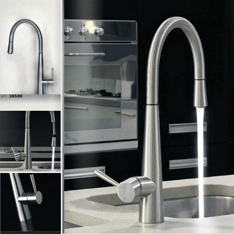 Bubble Bathroom All-Copper Brushed Pull-Out Kitchen Faucet Hot and Cold Sink Telescopic Faucet Rotatable