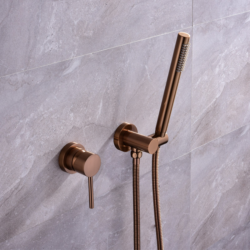 Full Copper Round Wire Drawing Rose Gold Dark Loading Wall Style Embedded Bathroom Shower shower Kit Shower to stay well