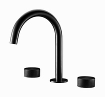 Bubble bathroom black matte full copper double handle three-hole basin faucet cold and hot water washbasin faucet washbasin