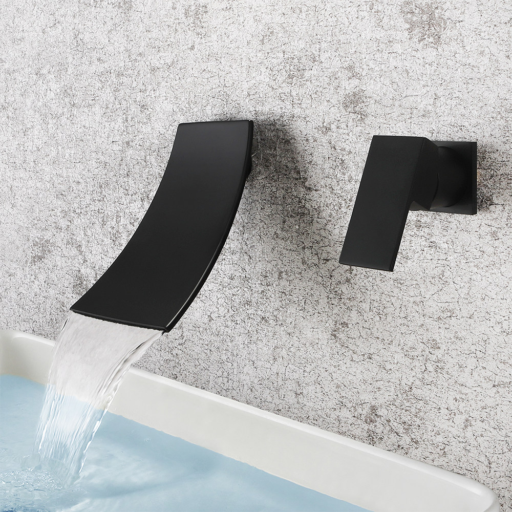 Bubble Bath Full Copper Sublight Black fit waterfall tap concealed in wall-style single-bath hot water tap