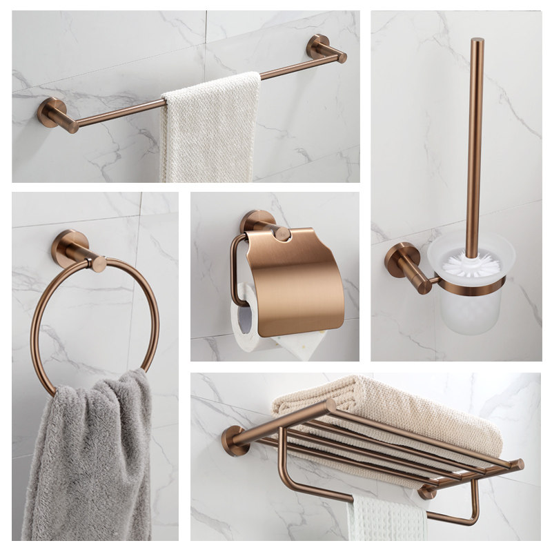 Bubble Bath Nordic Wire Drawing Rose Gold Towel Bath Towels Rack Bathroom Hardware Pendant Paper Towel Rack Toilet Brush