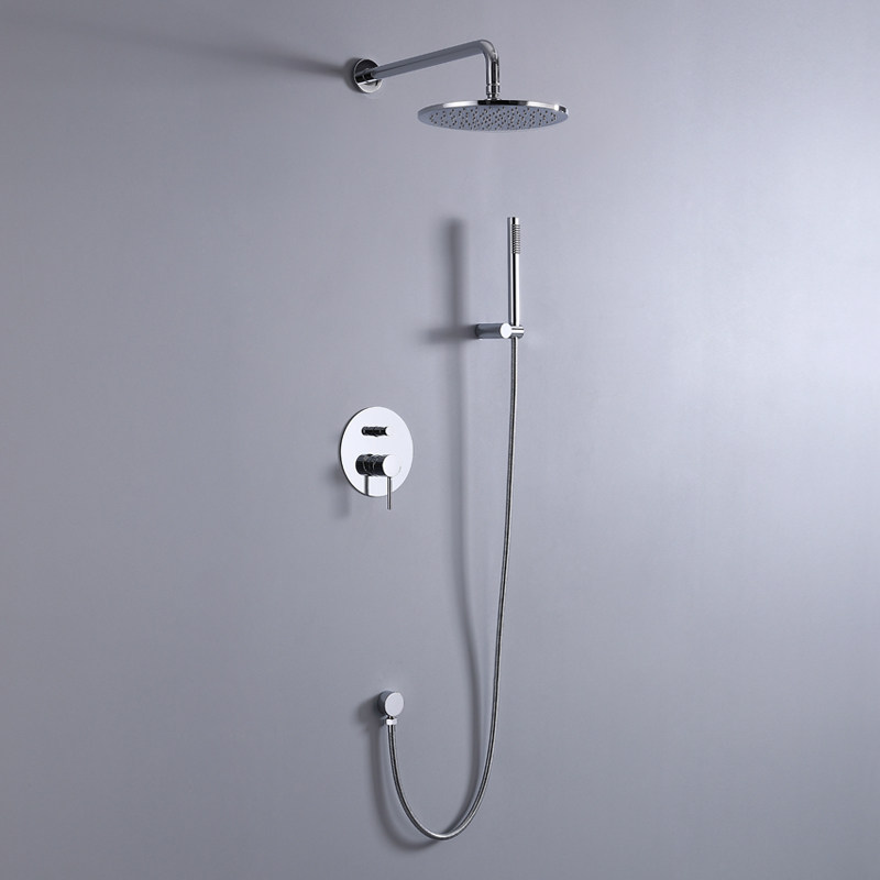 Nordic Full Copper Concealed non-thermostatic shower Shower In Wall Type Hot And Cold Chrome black Hide Embedded Shower Kit Flower