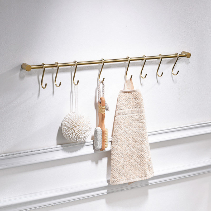 LFSTN Bathroom Nordic Wire Drawing Brass Kitchen Hanging rack Makeup Room Bathroom bathroom Bathroom Hook single lever