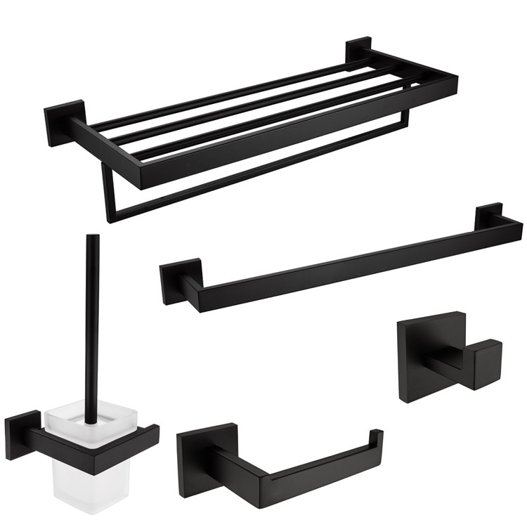 Bubble Bathroom Stainless Steel Towel Rack Double Black Bathroom Towel Rack Powder Room Shelf Pendant Set