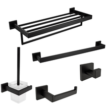 Bubble bathroom stainless steel towel rack double-layer black bathroom towel rack bathroom rack pendant set