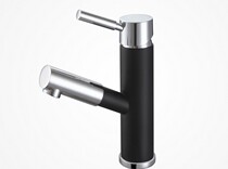 All-copper pull-out hot and cold basin faucet on the countertop basin faucet heightened black countertop basin can wash your hair