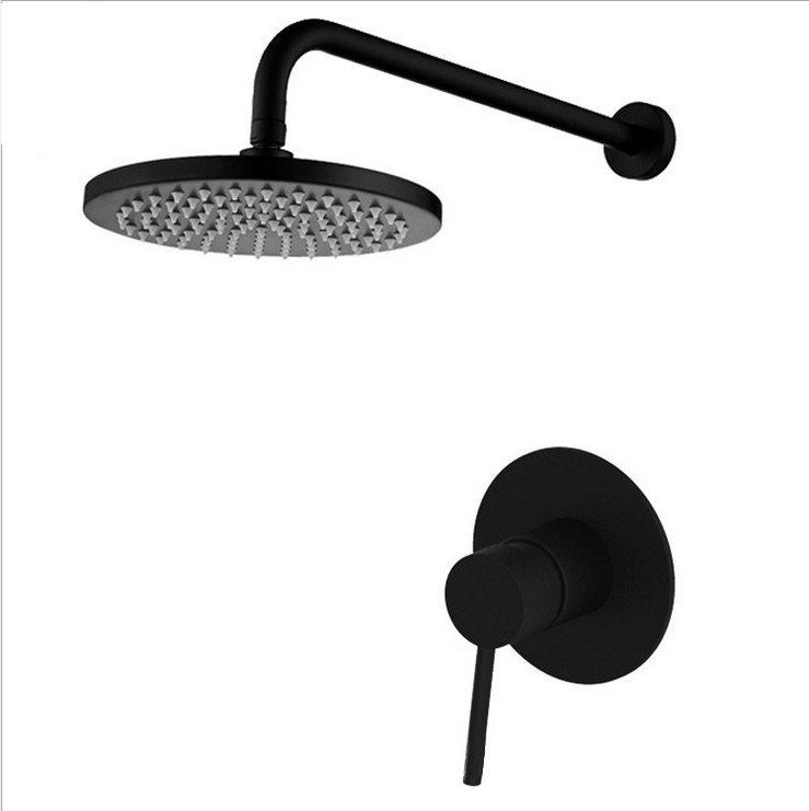 All-copper concealed shower head set in-wall shower faucet shower head cold and hot hidden black shower head