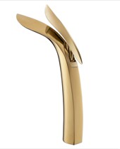 Full copper sitting type face basin golden faucet Eurostyle golden high style hot and cold washbasin tap table basin tap