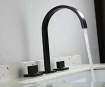 All copper black European faucet three hole basin waterfall faucet all copper hot and cold table basin faucet