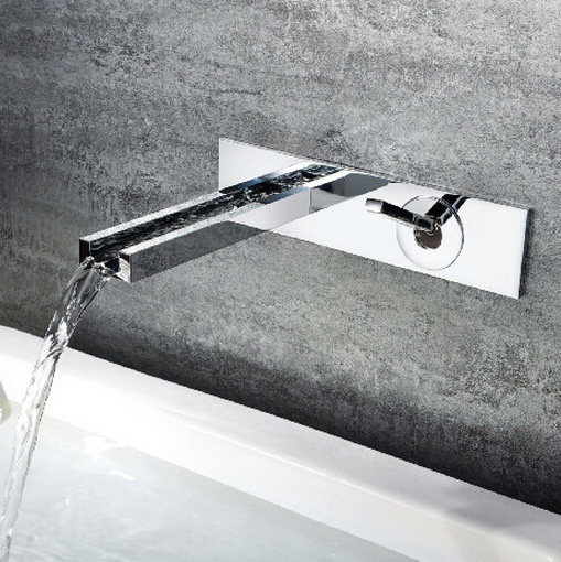 Full copper-in-wall-type face basin tap waterfall outlet concealed hot and cold washbasin bathroom tap