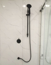 All copper concealed shower head set into the wall with lifting rod shower faucet hidden black shower head