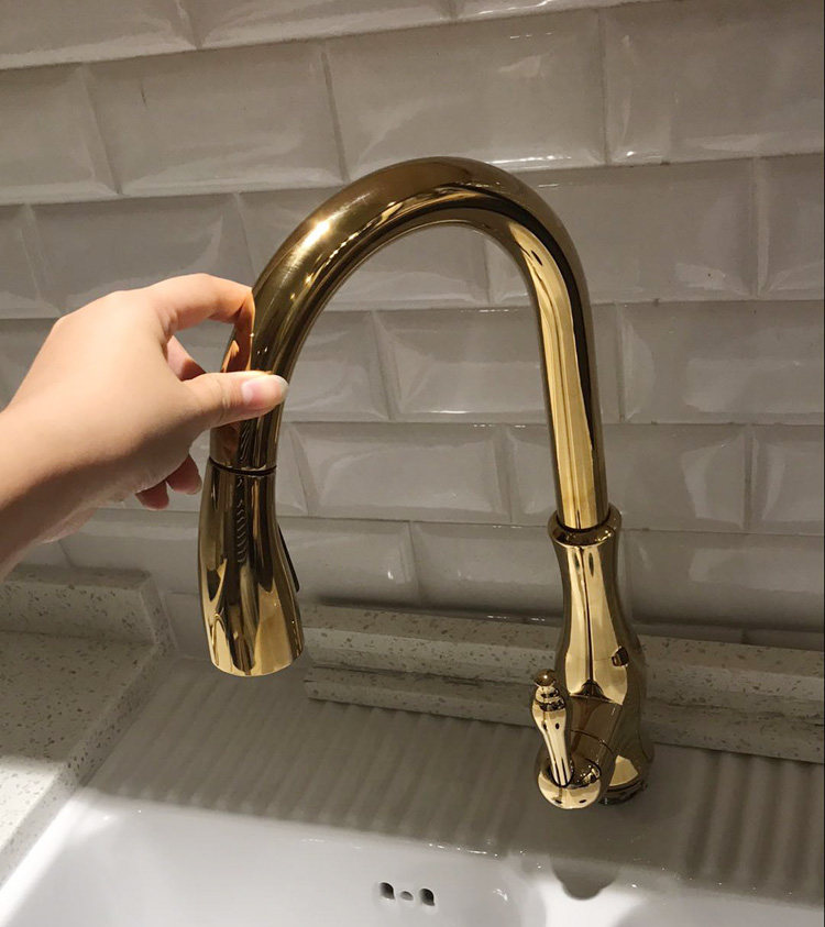 Full copper black gold kitchen rotatable faucet European-style sink wash basin antique copper hot and cold water faucet