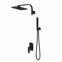 Full copper square in-wall black hot and cold shower set