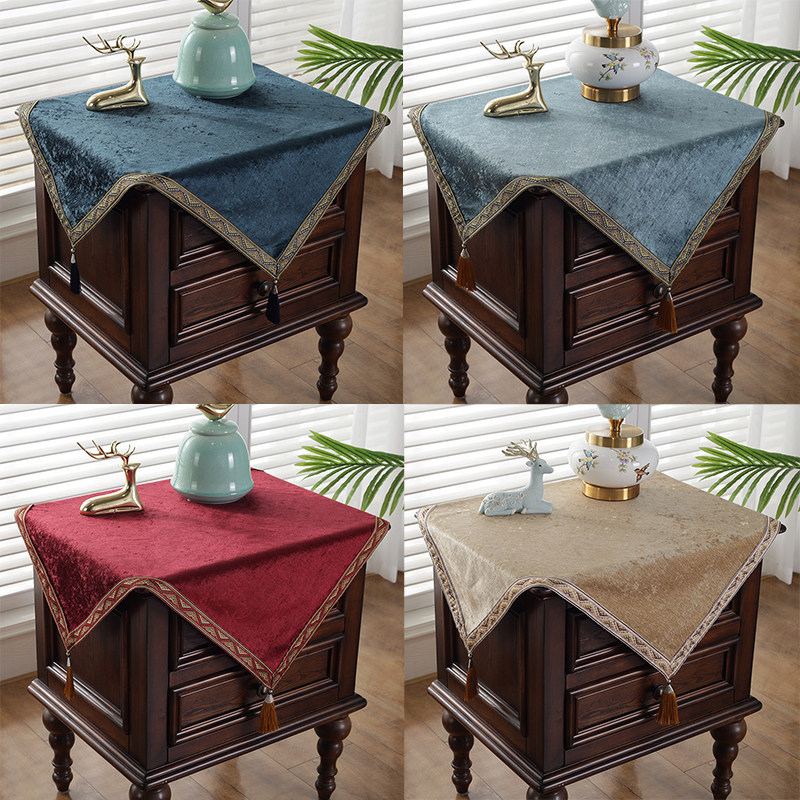 New Chinese bed head cabinet cover cloth square pure color fridge dust cloth cushion cloth cover grey cloth furniture anti-dust cover towel-Taobao