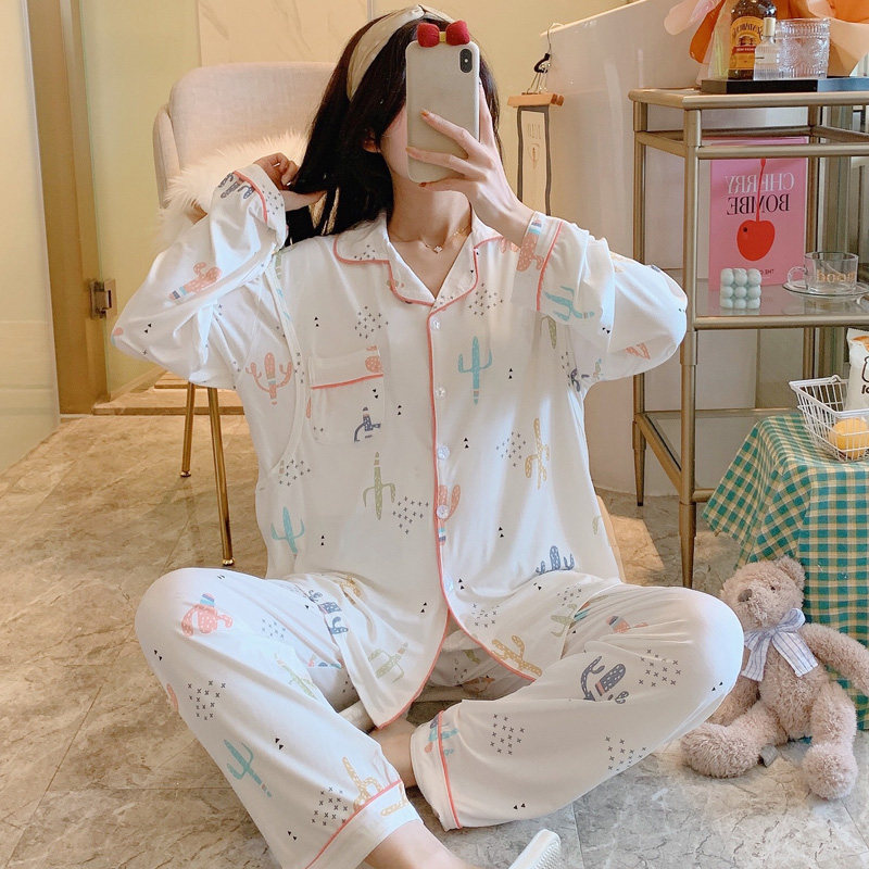 Summer thin section confinement clothes modal soft skin-friendly pregnant women pajamas postpartum large size May 6 nursing nursing clothes