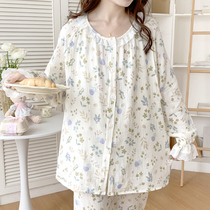 New gauze Moon Subsuit Summer thin section Soft Sweat Pregnant Pregnant Pregnant Woman Pyjamas Postpartum April 5 Breastfeeding Breast Feeding Suit