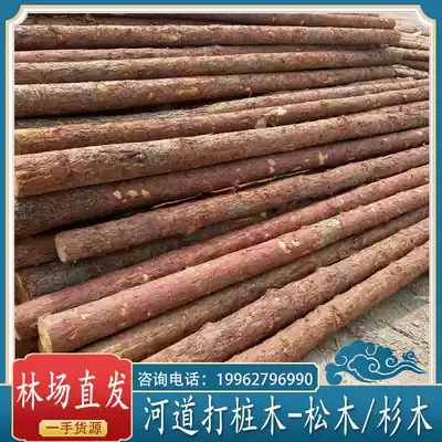 Pine pile piling wood Outdoor river slope protection log solid wood pile greening fir branch telescopic rod Larch wood pile