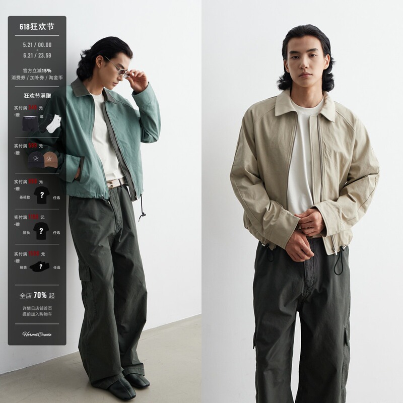 Hc/Hermitcreate Patchwork Leather Balloon Jacket, Distressed Washed Boxy Fit Short Style, Cleanfit Advanced Version Hc/Hermitcreate Patchwork Leather Balloon Jacket, Distressed Washed Boxy Fit Short Style, Cleanfit Advanced Version