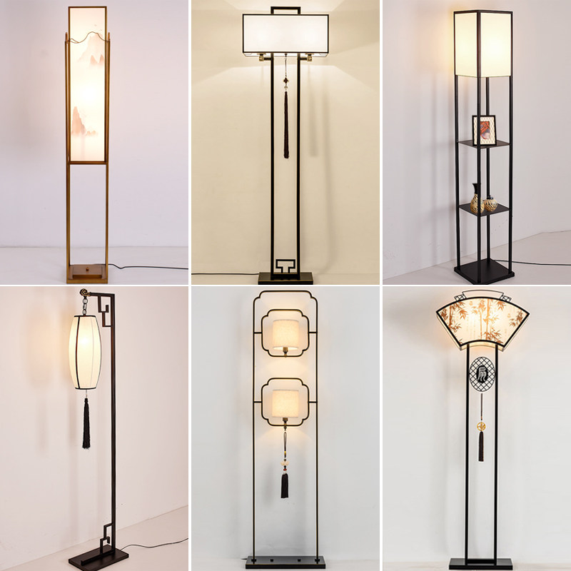 New Chinese-style floor lamp Living room tea table Book room Bedroom bedside Chinese Wind retro creative personality upright table lamp 