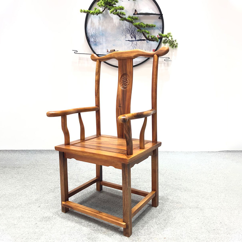 Okan Guan Hat Chair Tea Table Chair Combined Walnuts Wood Log Master Chair Presidential Chair Backrest Dining Chair Ba Wreath Circle Chair