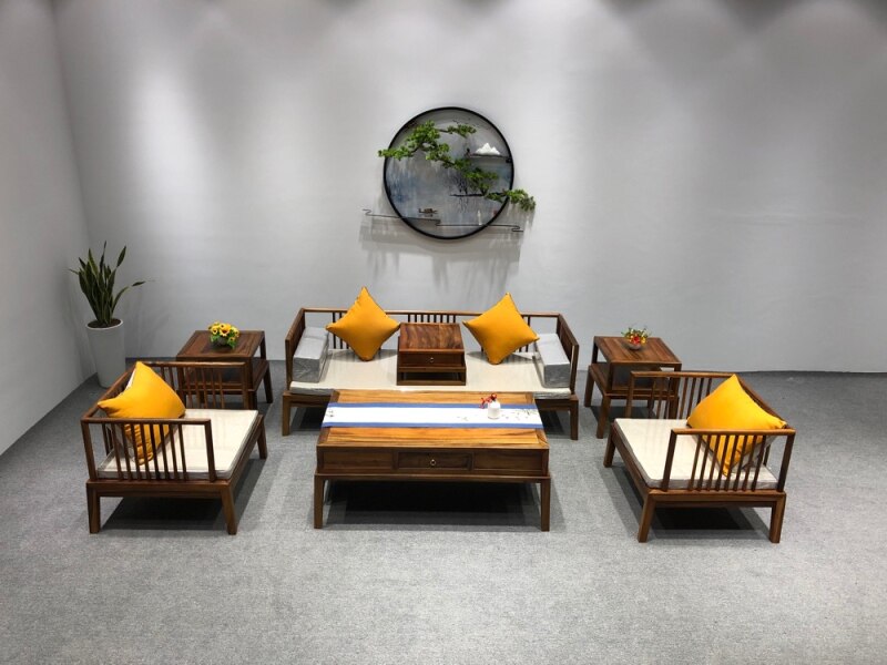 South American walnut comfortable sofa one piece new Chinese sofa seven-piece set simple modern simple atmosphere