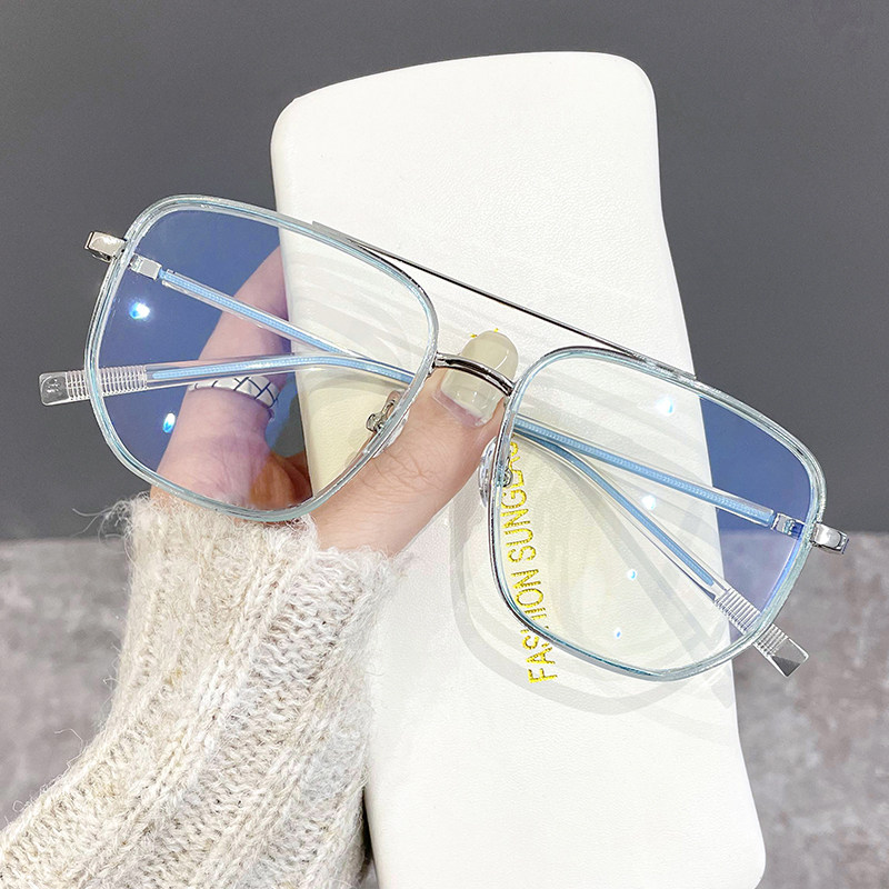 Anti-blue light glasses black frame glasses myopia female anti-fatigue glasses male ins wind transparent eye frame element face artifact