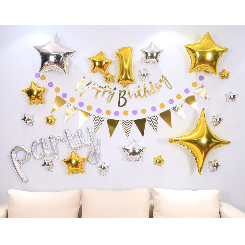 61 Children's birthday lashed paper fan flower lashed decoration scene Set up the background wall of balloon baby's first birthday kindergarten