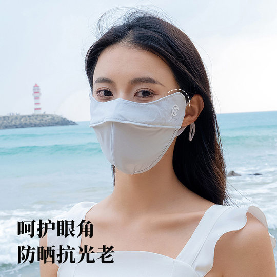 男士防晒口罩腮红护眼角3d立体开车防紫外线女黑色夏冰丝遮阳面罩