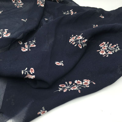 Summer clothing fabric with pastoral floral patterns, dark navy blue, light pure cotton chiffon fabric, whole rice price