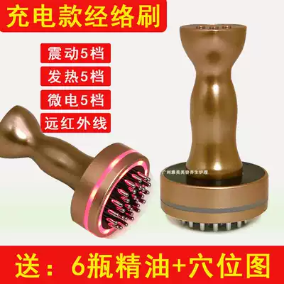 Rechargeable brush vibration lymphatic massager electric massage brush whole body universal micro-current Meridian dredging instrument
