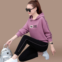 Leisure Sports Set Women Spring and Autumn 2020 New Fashion Size Loose Slim Running Clothes Two Piece Tide