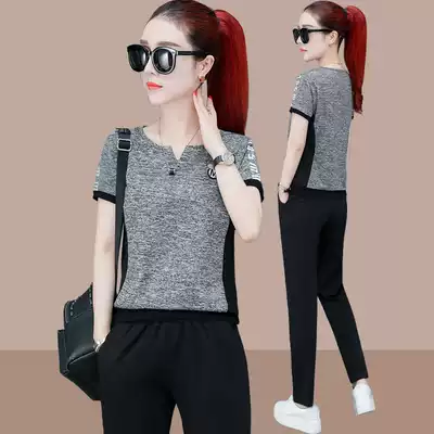 Casual set women's 2019 summer new fashion Korean short sleeve trousers loose large size sportswear two-piece thin