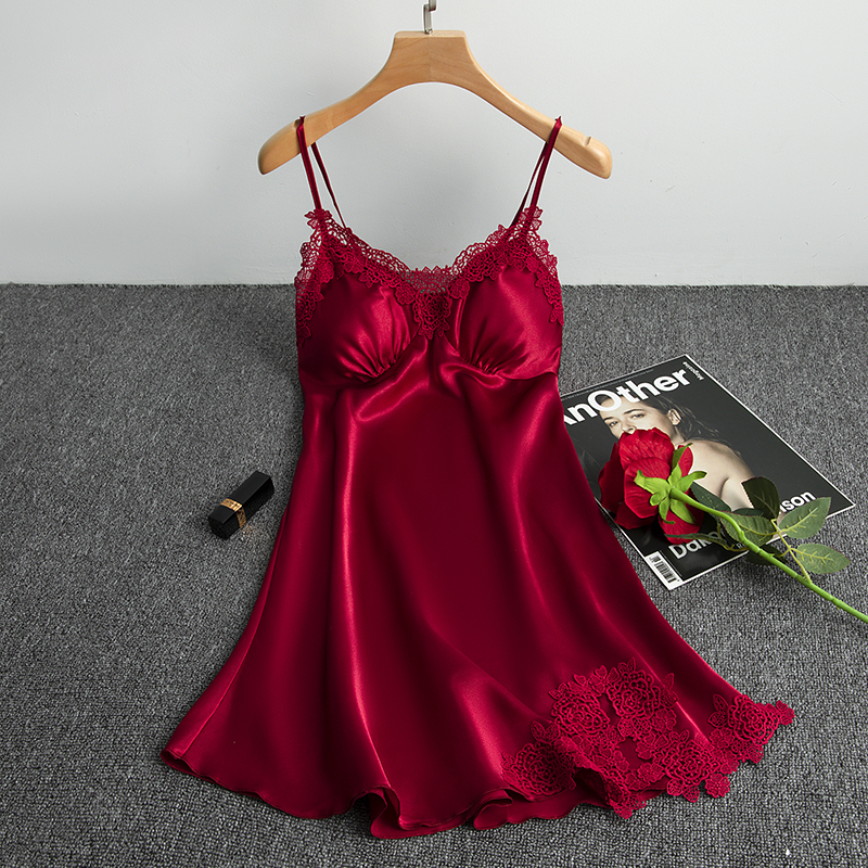 Lace-Trimmed Pure Desire Style Spaghetti Strap Nightgown for Women, Summer Ice Silk Thin Sexy Hot 2023 New Dress Lace-Trimmed Pure Desire Style Spaghetti Strap Nightgown for Women, Summer Ice Silk Thin Sexy Hot 2023 New Dress