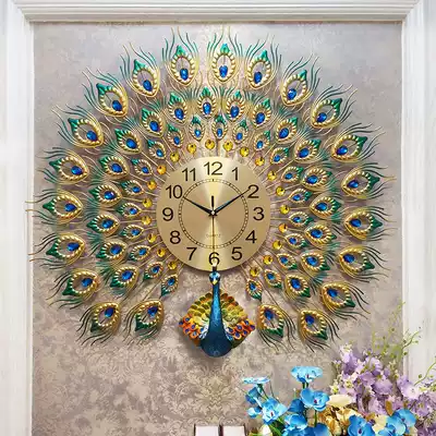 European-style living room clock creative personality Retro peacock wall clock mute phoenix quartz clock wall watch Home decoration