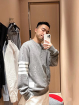 TB Matchman round neck sweater wool red white and blue webbing four bars loose commuting warm mens and womens tops