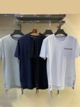 TB round neck short-sleeved t-shirt 2021 new pure cotton trendy brand spring summer and autumn solid color bottoming shirt loose T light and thin