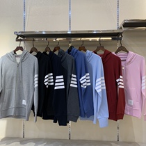 TB hooded zipper sweater jacket 22 years new spring casual men and women loose the same style cotton terry gray black