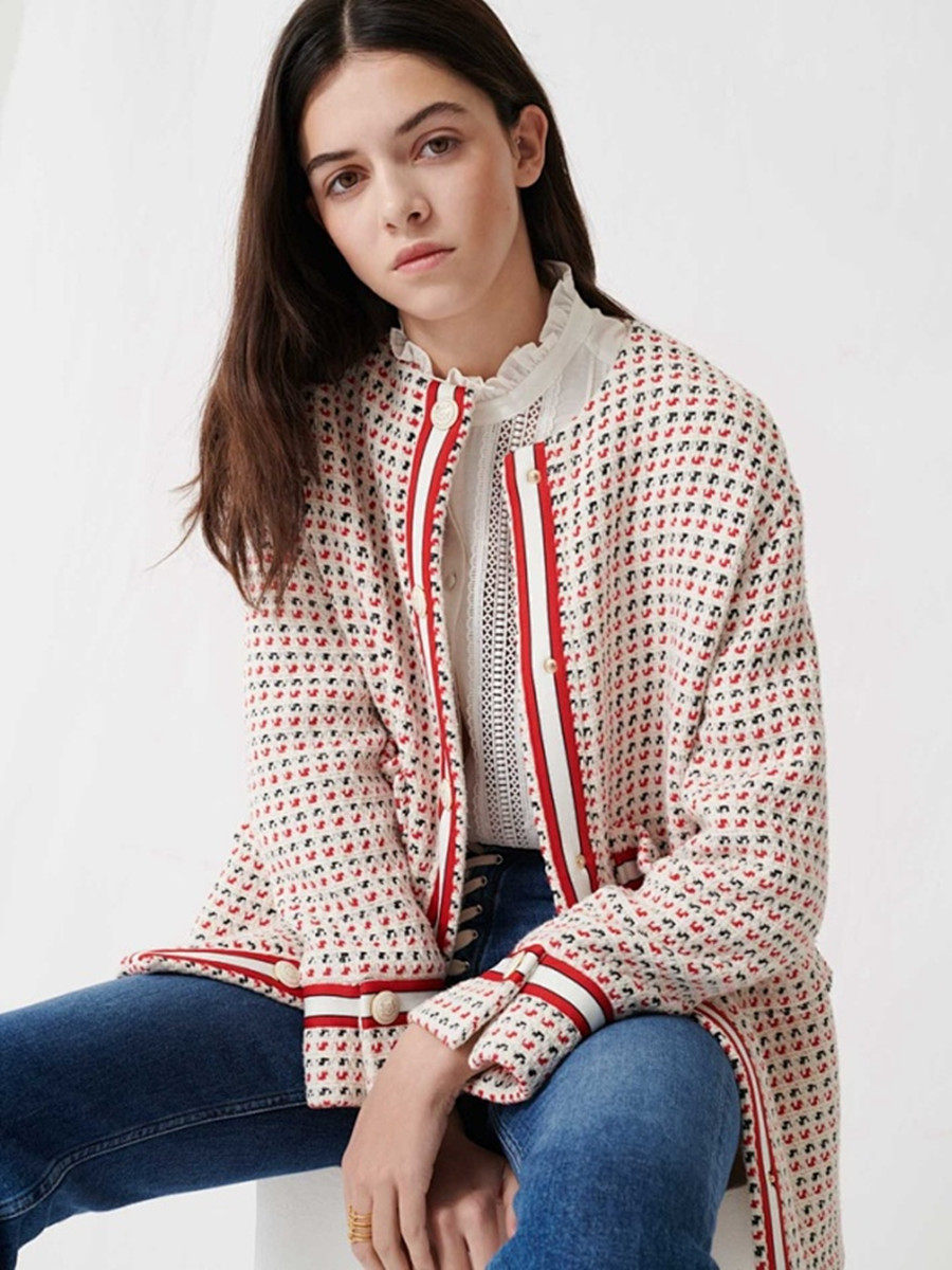 New color bar rolling side loose and leisure little fragrant academy wind coat