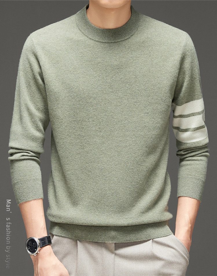 TB Round-collar Sweater Classic comfortable commuter casual, simple, refreshing, light, thin and thin tops