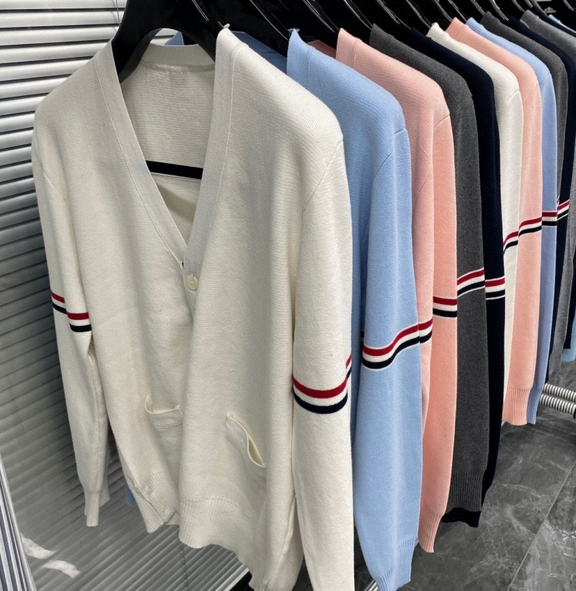 TB Macaron Sweater 2022 Sweater Top Road Commuted Stripes 4 bars white same wool