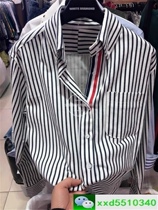 2022 spring summer and autumn TB four-bar double-sleeved shirt double-sleeved ribbon sleeves striped cotton color block all-match boutique men and women