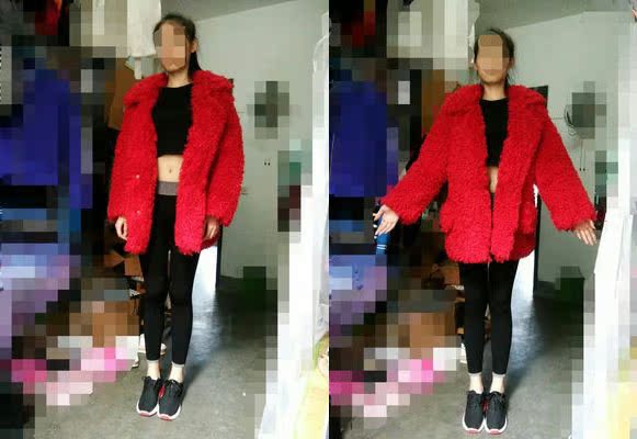 Áo khoác lông màu đỏ nữ dài đoạn len lông cừu cuộn ve áo phù hợp với màu đỏ anh đào sang trọng 2018 áo khoác lông dáng dài