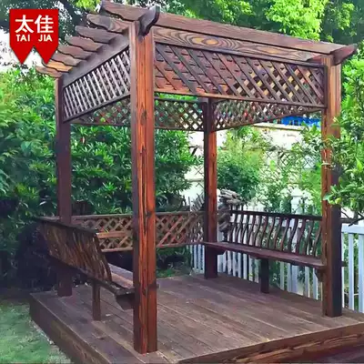 Anti-corrosion Wood grape rack courtyard outdoor pavilion carbonized wood corridor villa outdoor corridor terrace climbing tree flower stand