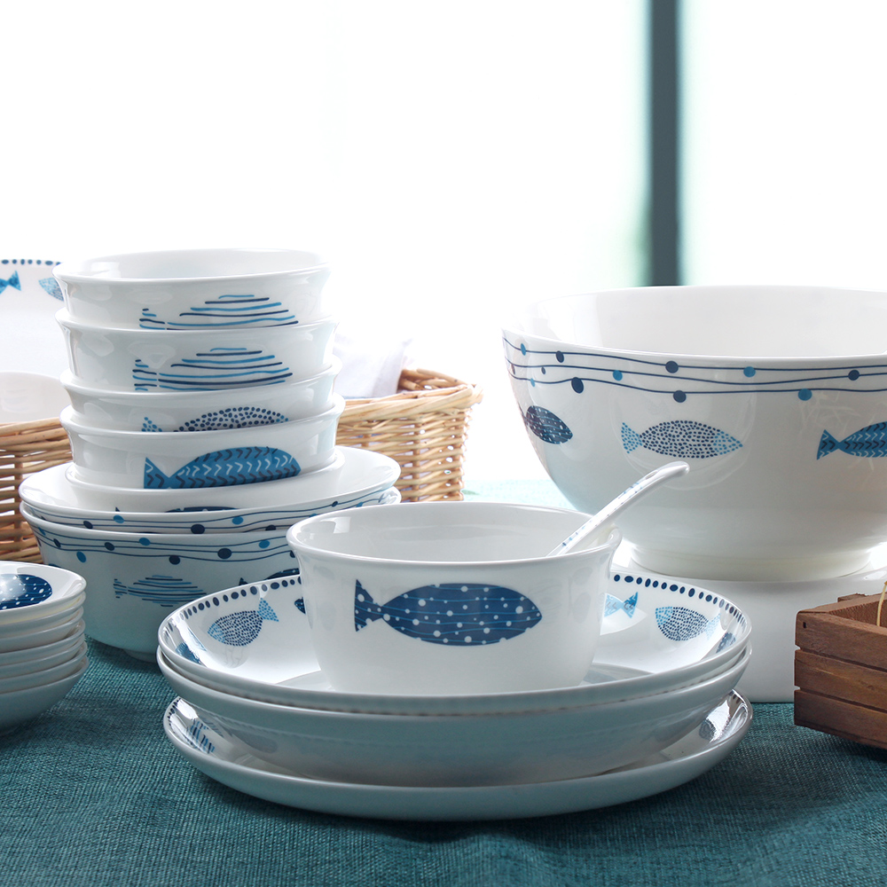 Only run 24 skull ipads porcelain tableware suit bowls Korean dishes tangshan ceramics bowl plates home look of love