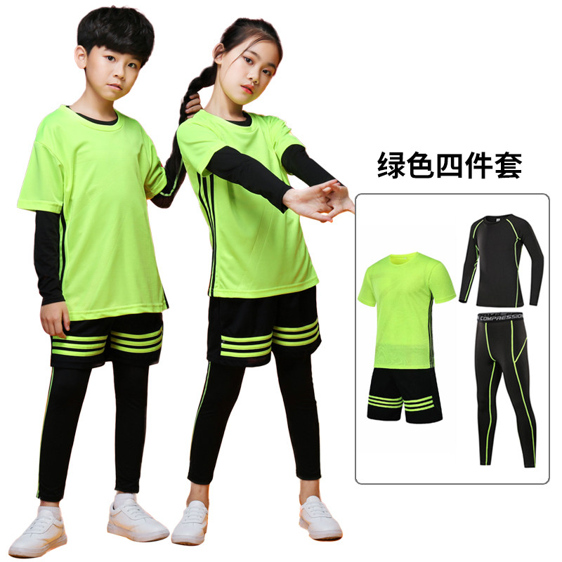 Children Tight Clothing Suit Running Fitness Training Suit Men Speed Jersey Sports Basketball Football Play Bottom Four Suits