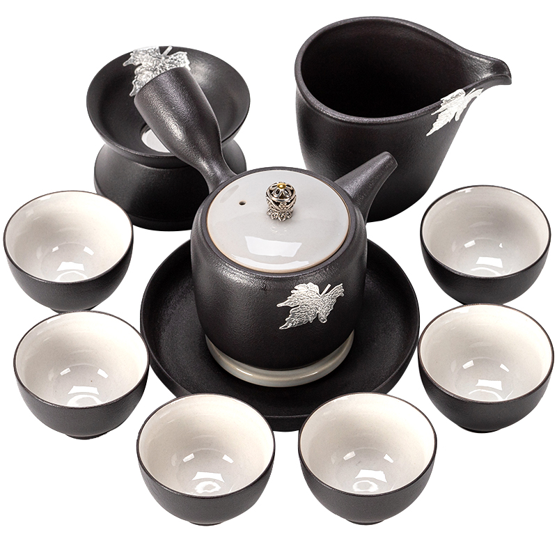 Coarse pottery Japanese side put the pot of kung fu tea set suits for domestic high - end retro manual unglazed contracted zen tea cup