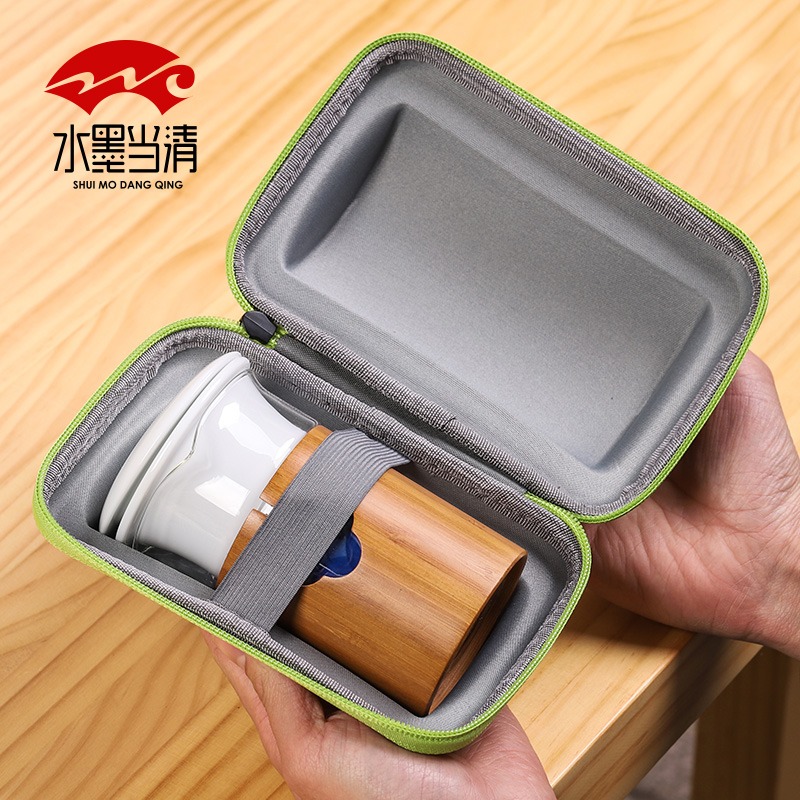 Kung fu tea glass travel suit portable receive packages a pot of three cups of ceramic Japanese simple is suing travel